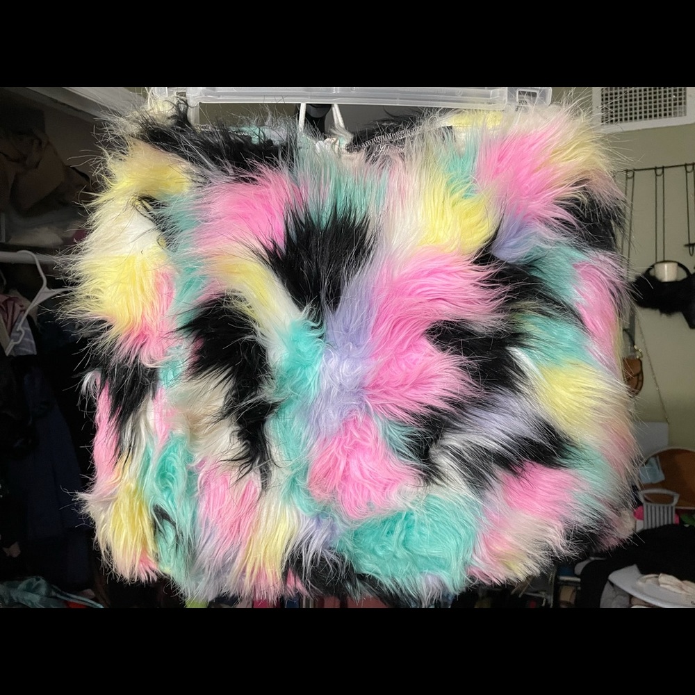 Fur mini skirt